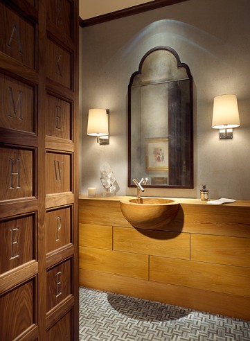 wooden powder room