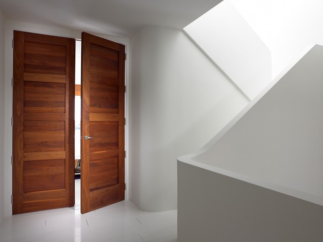 wood doors stairway